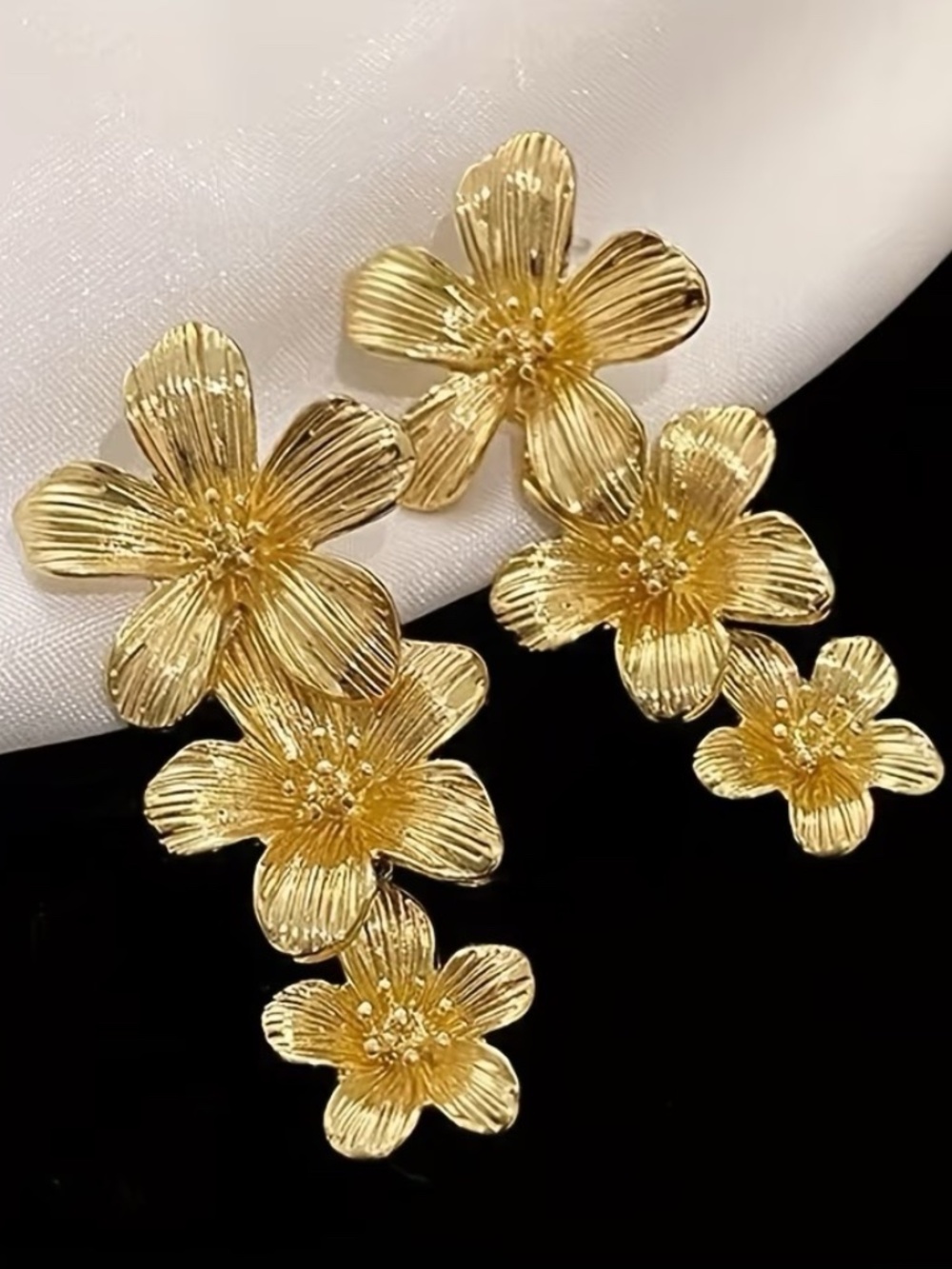 Gold Flower Drop Earrings